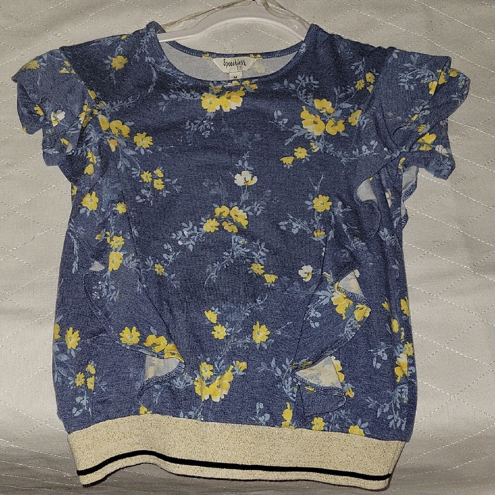 Speechless Blue Tee with Yellow Floral Pattern